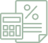 Icône de calculateur et document avec pourcentage, symbolisant le calcul financier ou fiscal.